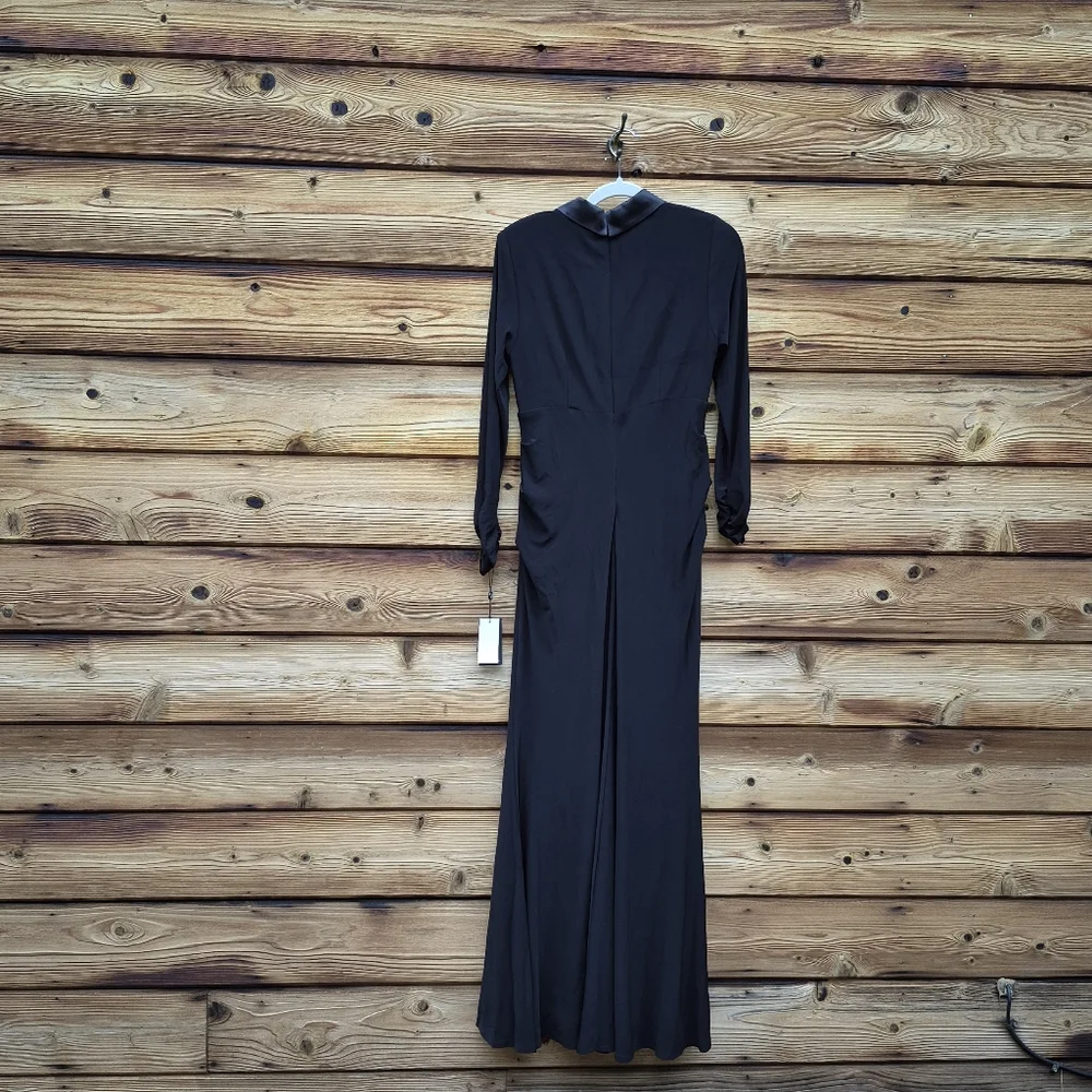Adrianna Papell Black Tuxedo Mermaid Gown Dress - Picture 12 of 14